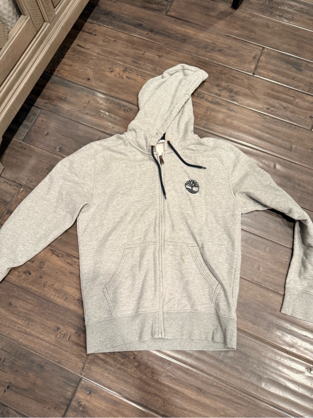 Timberland Men's Light Gray Full-Zip Hooded Sweatshirt